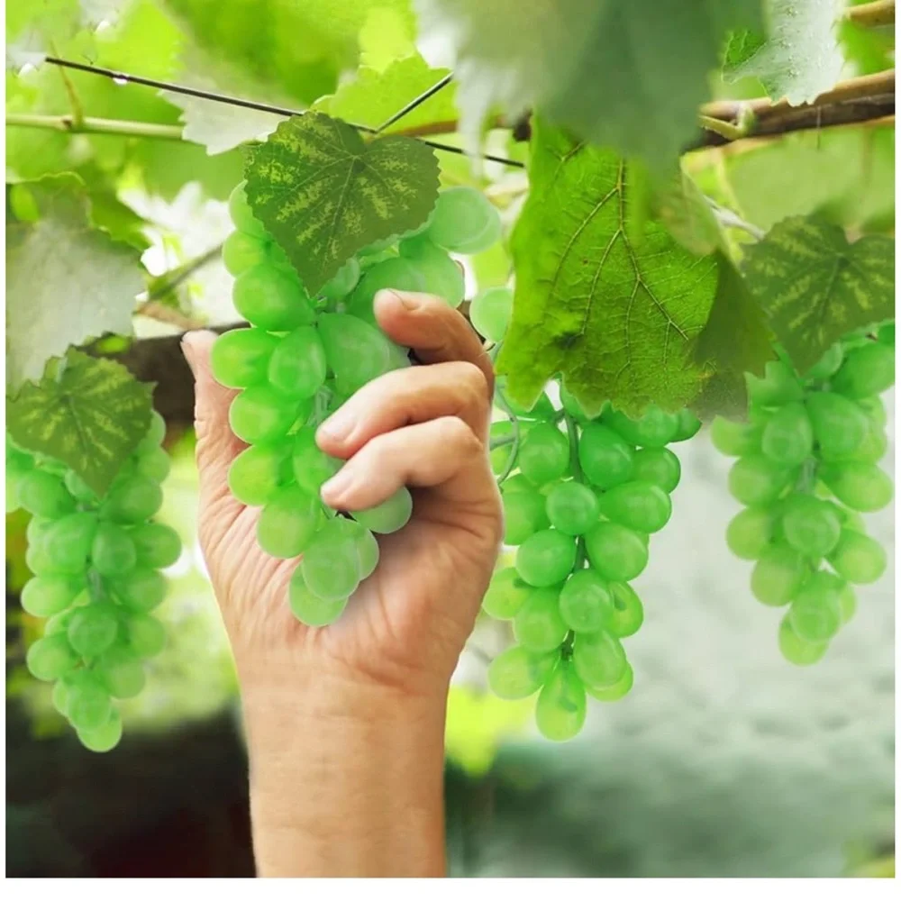 4 Bunches Artificial Grape Decorative Fake Green Grapes